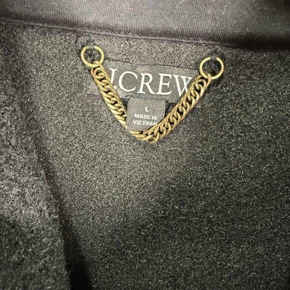 J Crew Boucle Shirt Jacket Size L Black Gold Crest Button Fleece Shacket EUC - Picture 3 of 7